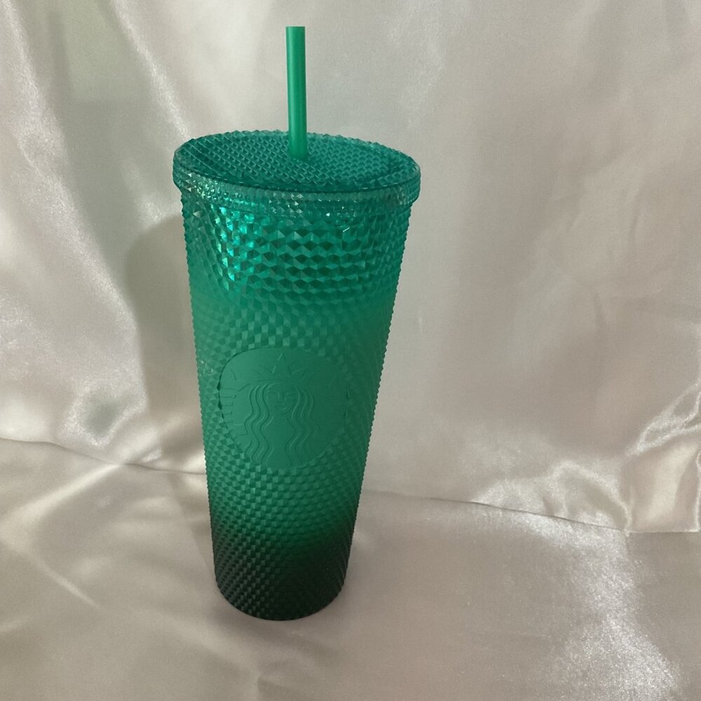 Starbucks Green Studded Tumbler With Lid & Straw 24 Oz Reusable Cold Cup BPA-Fre